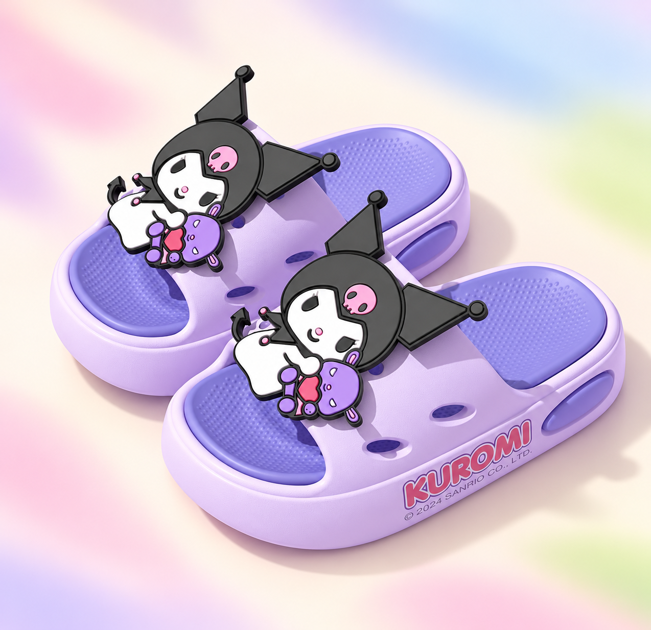 Character Charm Slide Sandals in Violet (Kuromi)
